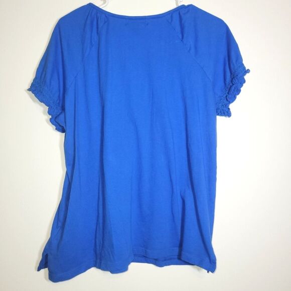 Lauren Ralph Lauren Blue Peasant Top 1X - Picture 8 of 11